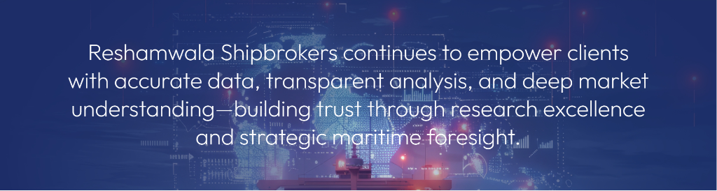 Reshamwala Shipbrokers continues to empower clients with accurate data, transparent analysis, and deep market understanding—building trust through research excellence and strategic maritime foresight.